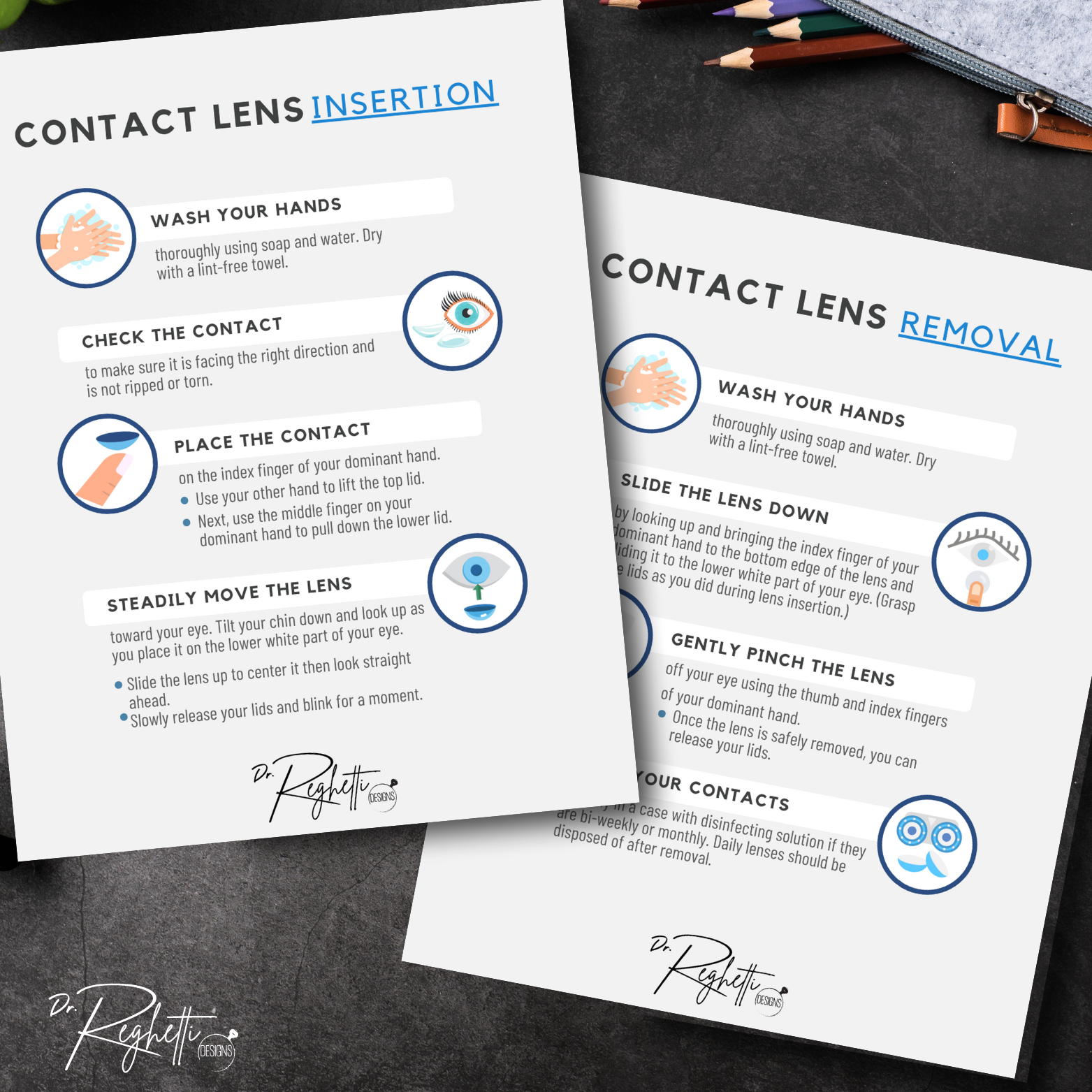 contact lens insertion and removal printable for optometrists